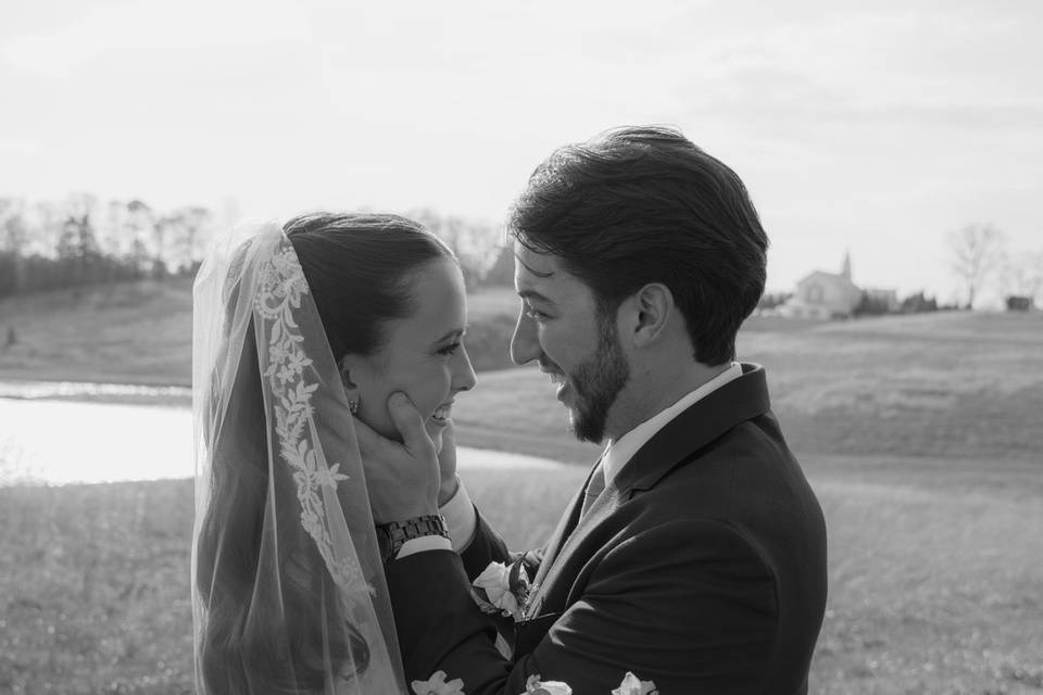 Bride and groom close