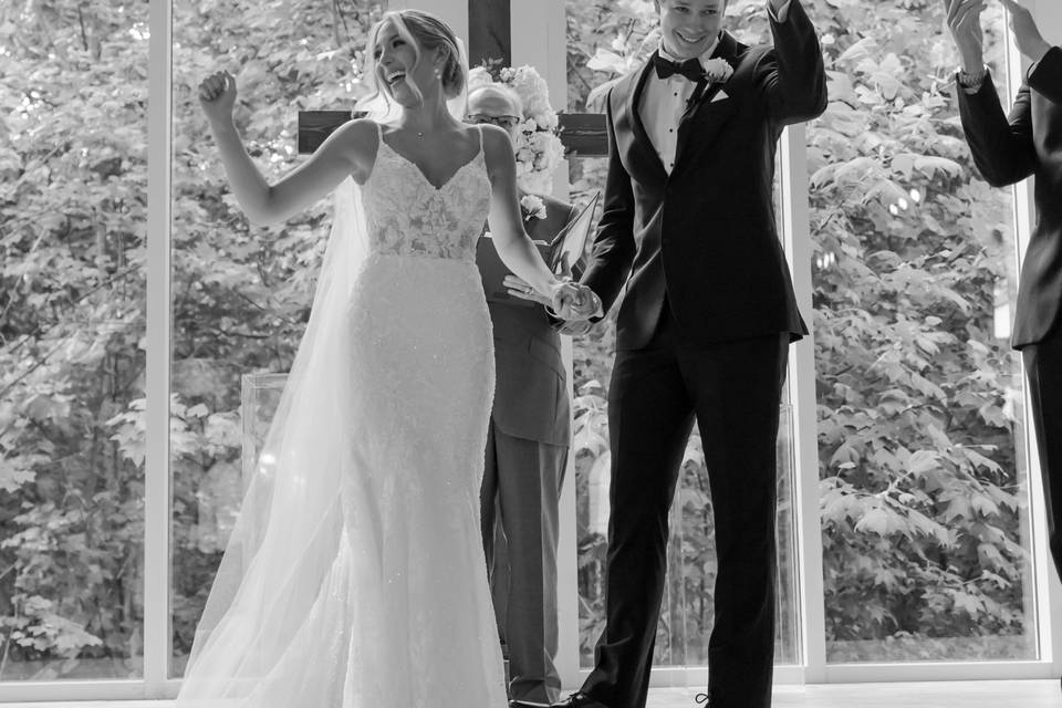 Bride and groom celebrate