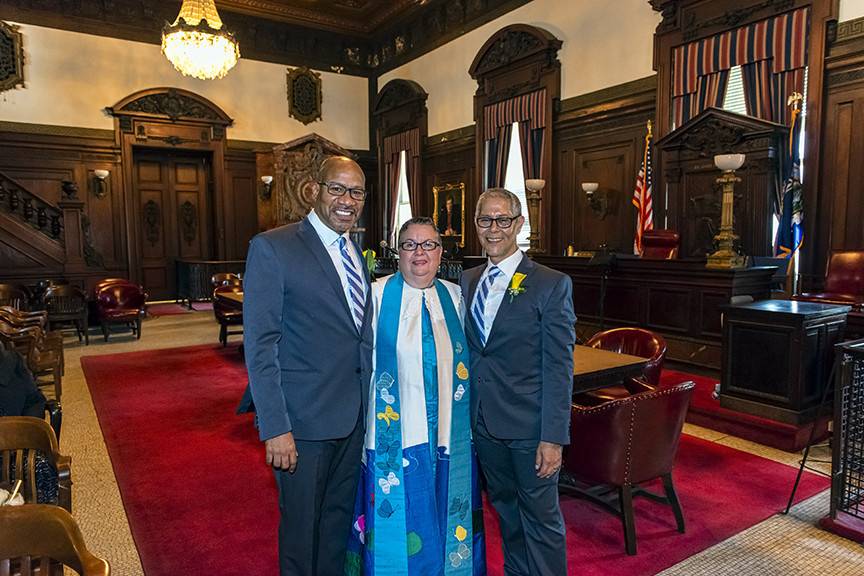 Majestic wedding ceremony was officiated in Surrogate Courthouse in New York City Hall surrounded by friends.