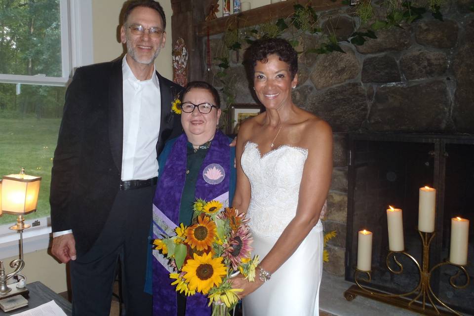 Exquisite summer non-denominational wedding of friend officiated in upstate New York. Personalized wedding readings read by couple amazed invited family and friends. Classical music played before & at recessional.