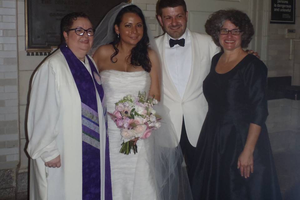 Interfaith Jewish Christian Bilingual Wedding at Prospect Park Boathouse.
