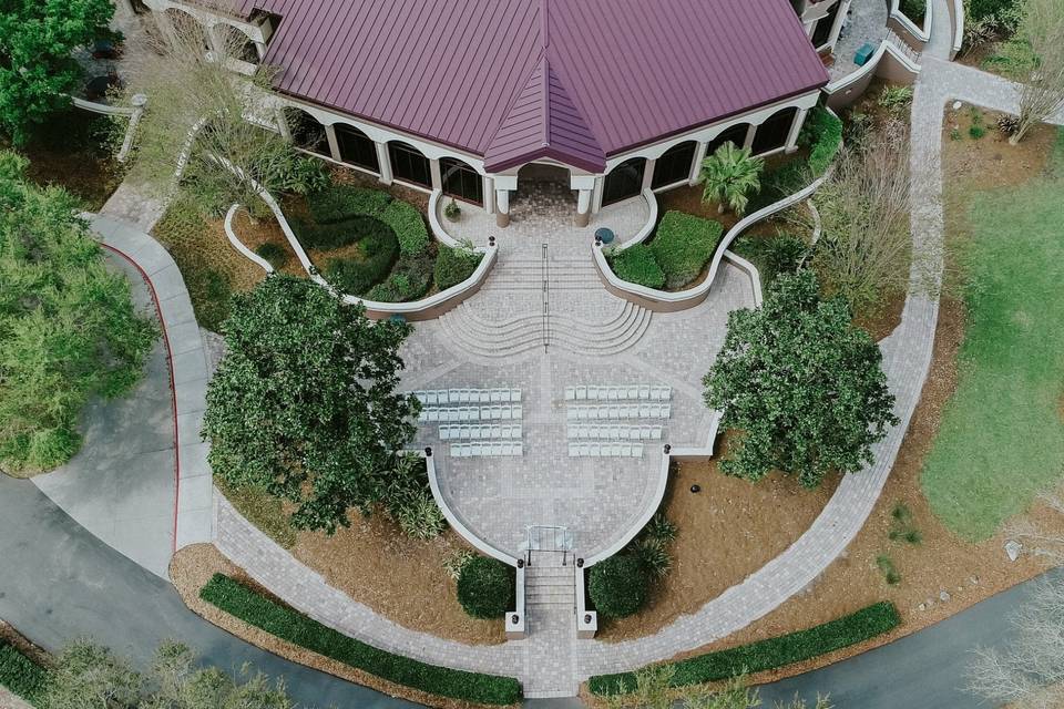 Aerial view of ceremony space