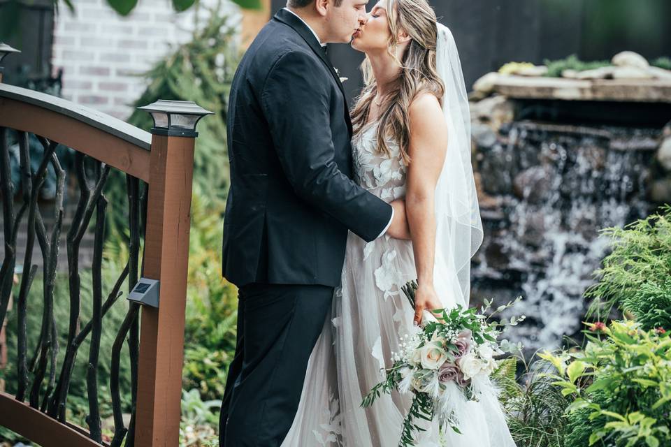 Couple by waterfall