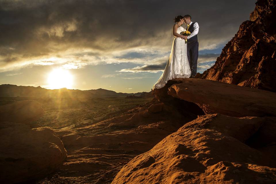 Striking desert wedding photo