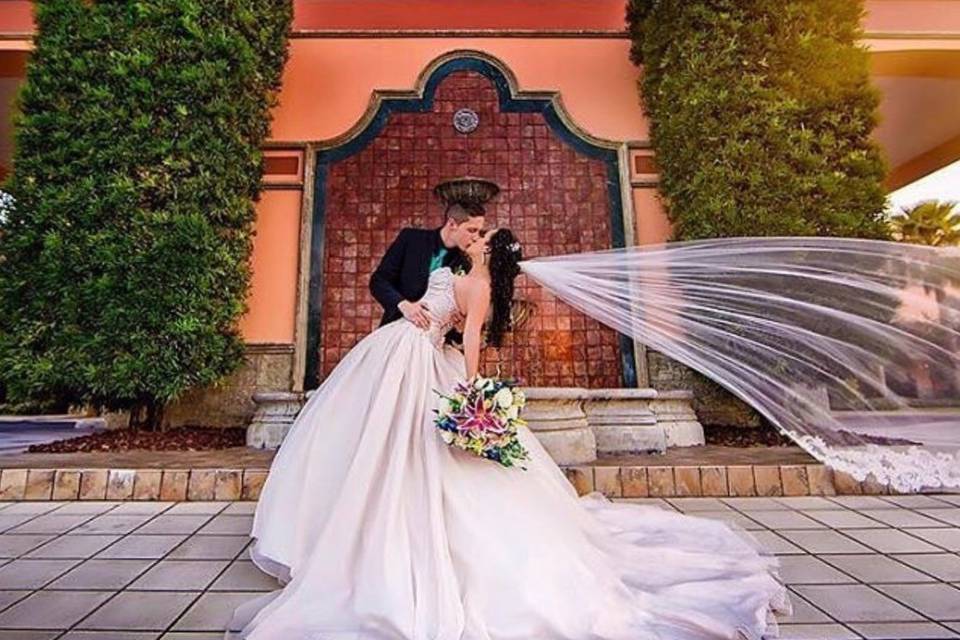 Swept away curly bride