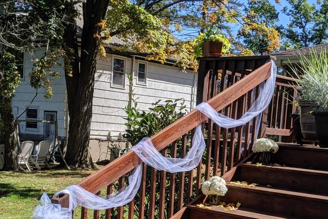 Decorated entrance stairs
