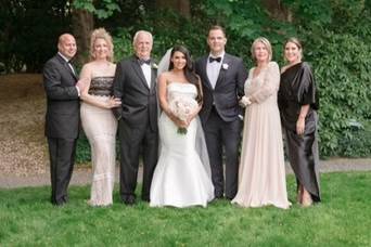 Navy Tuxedo & Black Satin