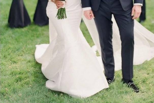 Navy Tuxedo & Black Satin