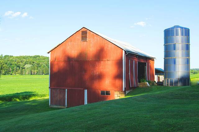 Red barn in the sun