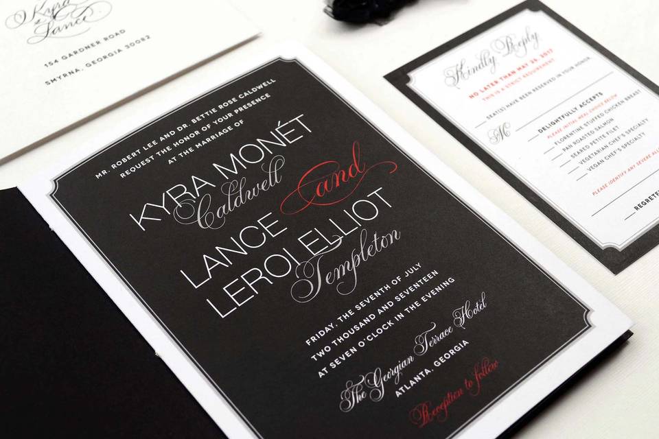 Modern black and white invite