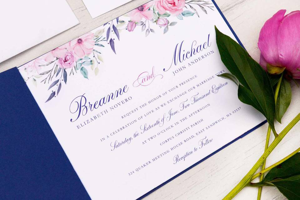 Floral booklet invitation