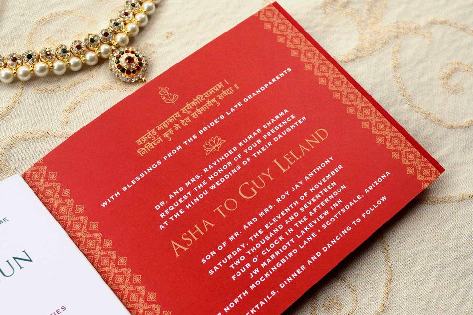 Red indian wedding invitation
