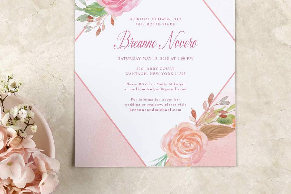 Pink floral save the date
