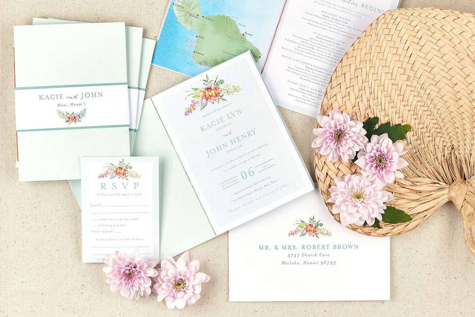 Hawaiian wedding invitation