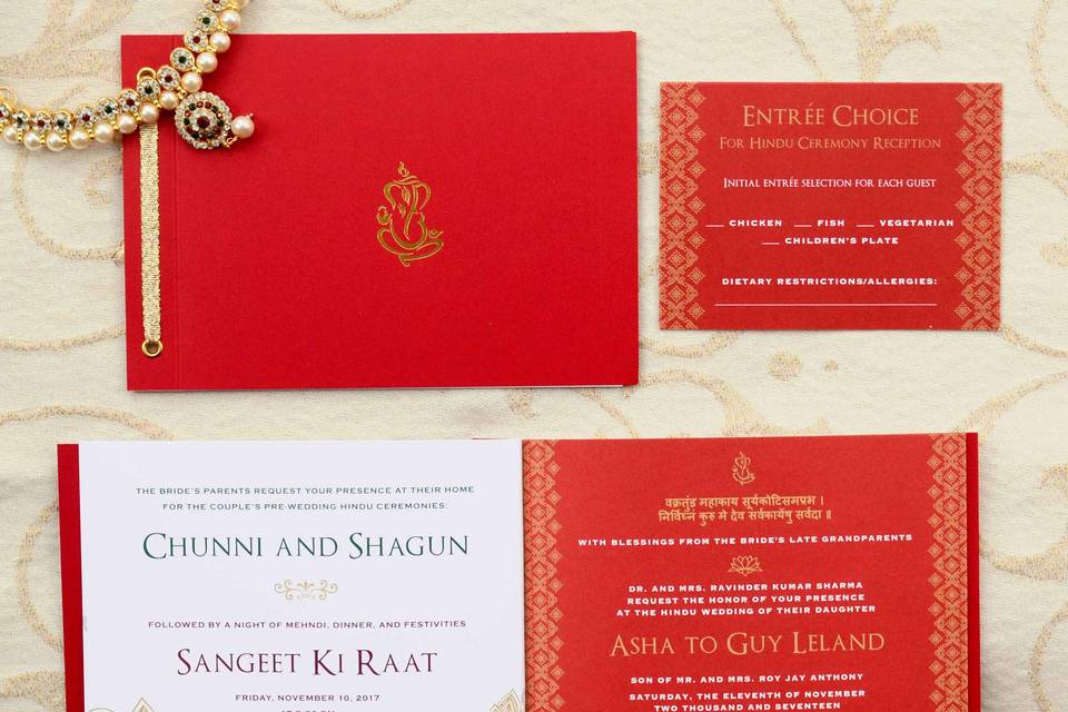 Red hindu wedding invitation