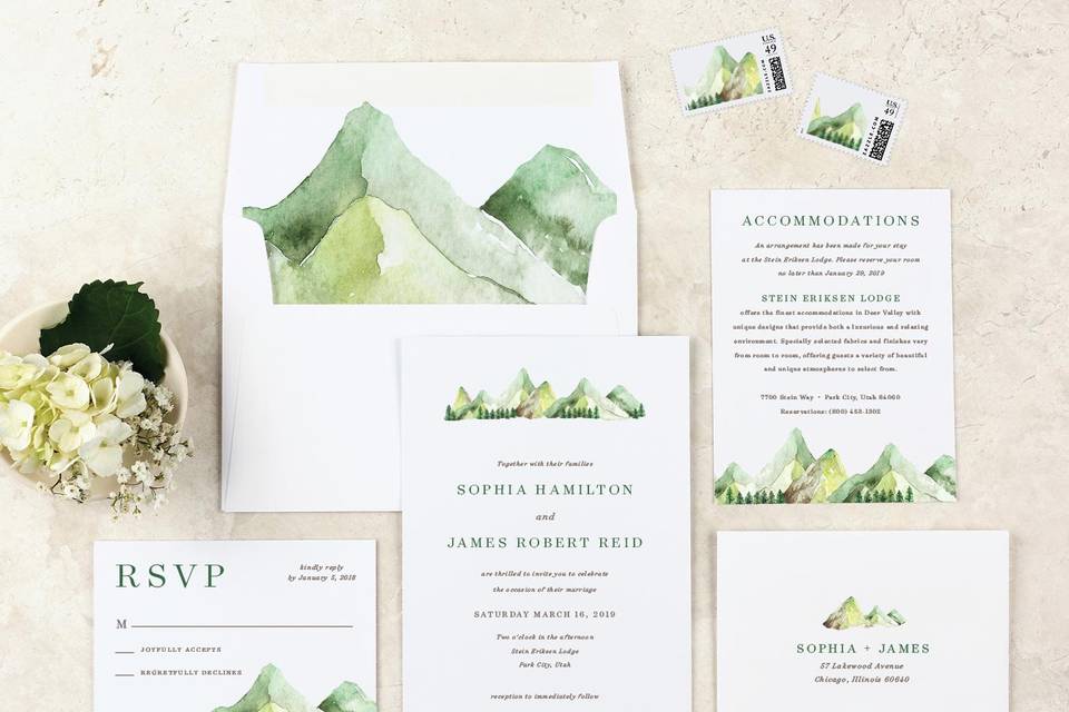 Mountain wedding invitation