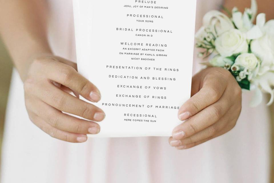 Pink peony wedding program