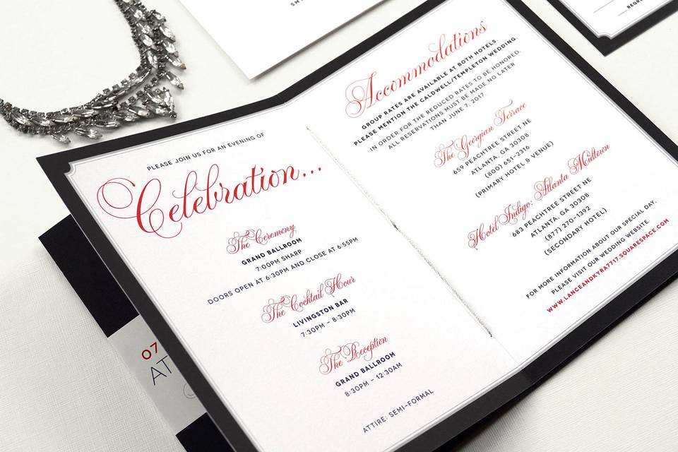 Black and white red invite