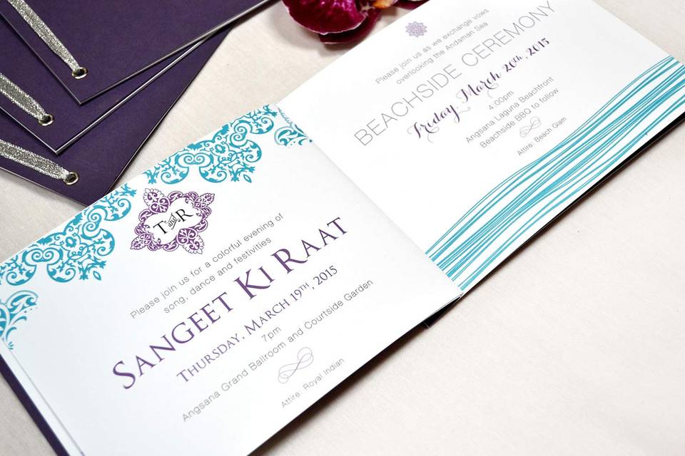Purple and aqua invitation