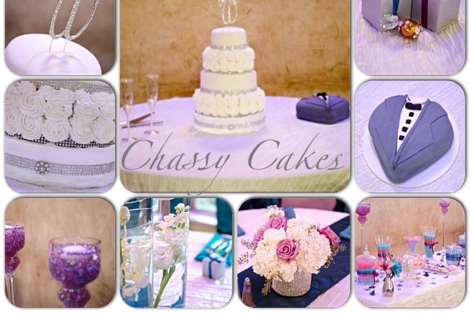 Wedding /grooms cake, dessert bar and favors done by Chassy Cakes