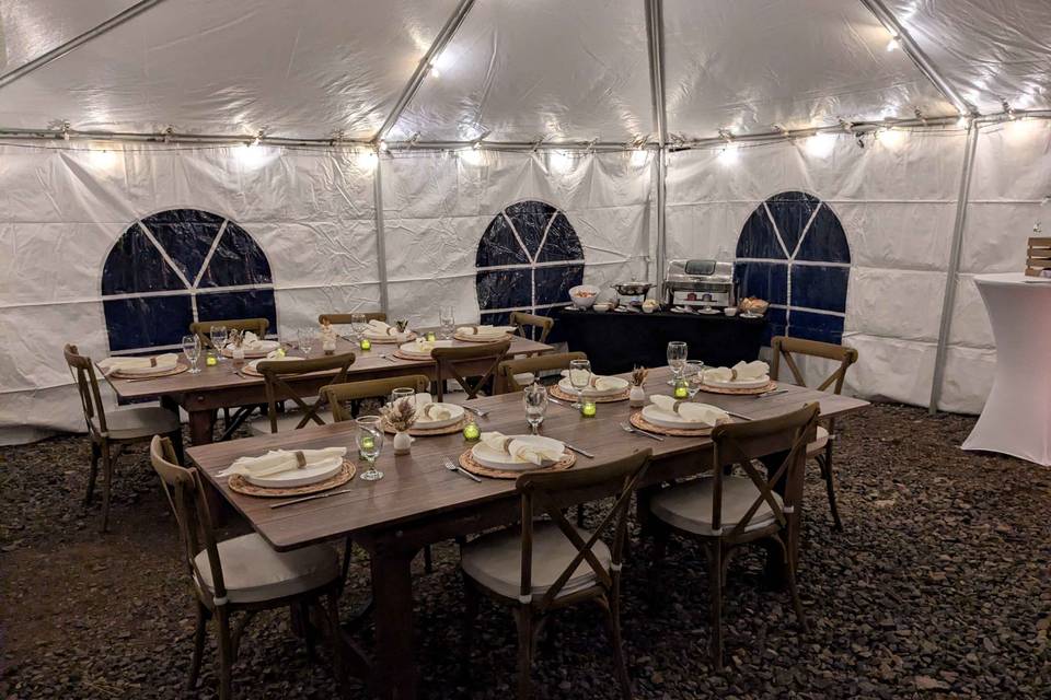 Inside tent