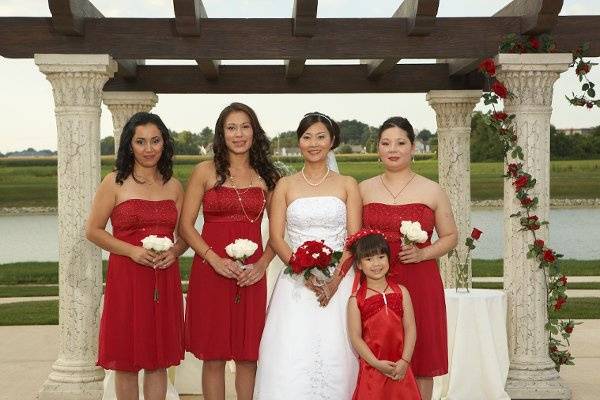 Bride and bridesmaid
