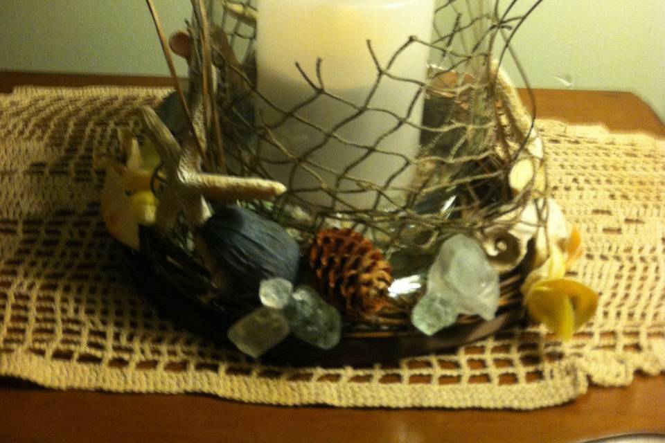 This shell based centerpiece was for a Cape Cod themed Jack and Jill shower.