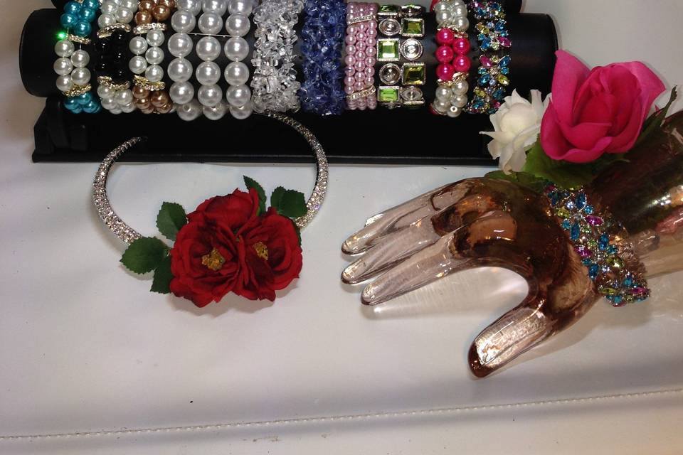 We have different kinds of wristlets for wrist corsages to bring some unique flair and makes a great keepsake!