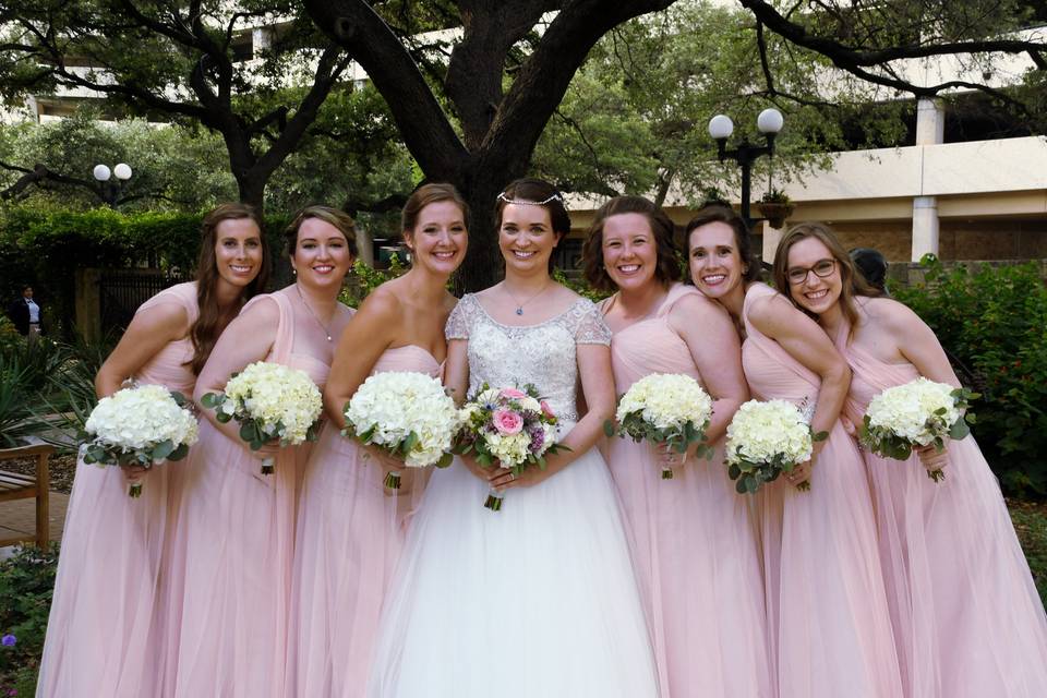 The bride with bridesmaids