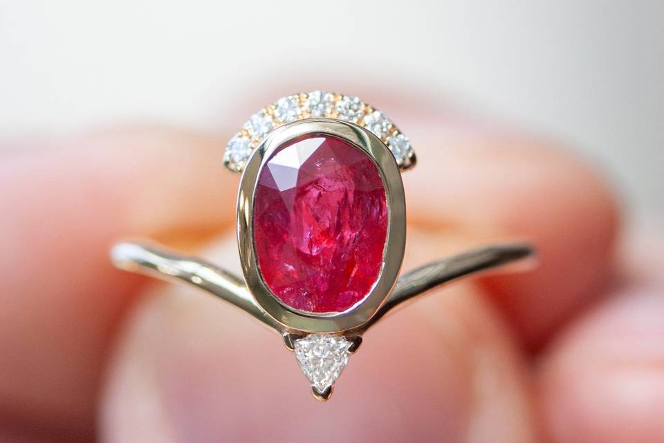 Unique ruby ring