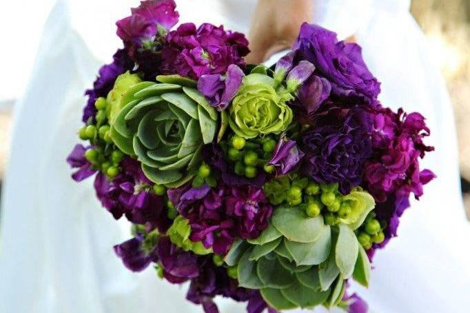 Purple and green bouquet