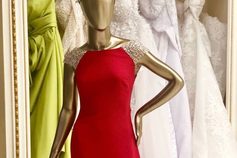 Red dress on mannequin