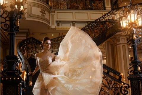 Creative shot of wedding dress