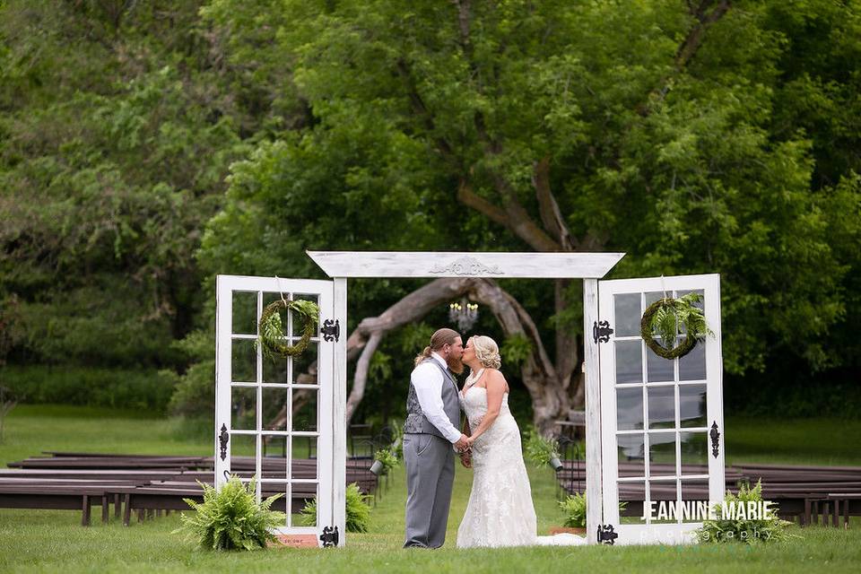 White barn doors