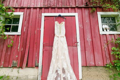 Hanging wedding dress