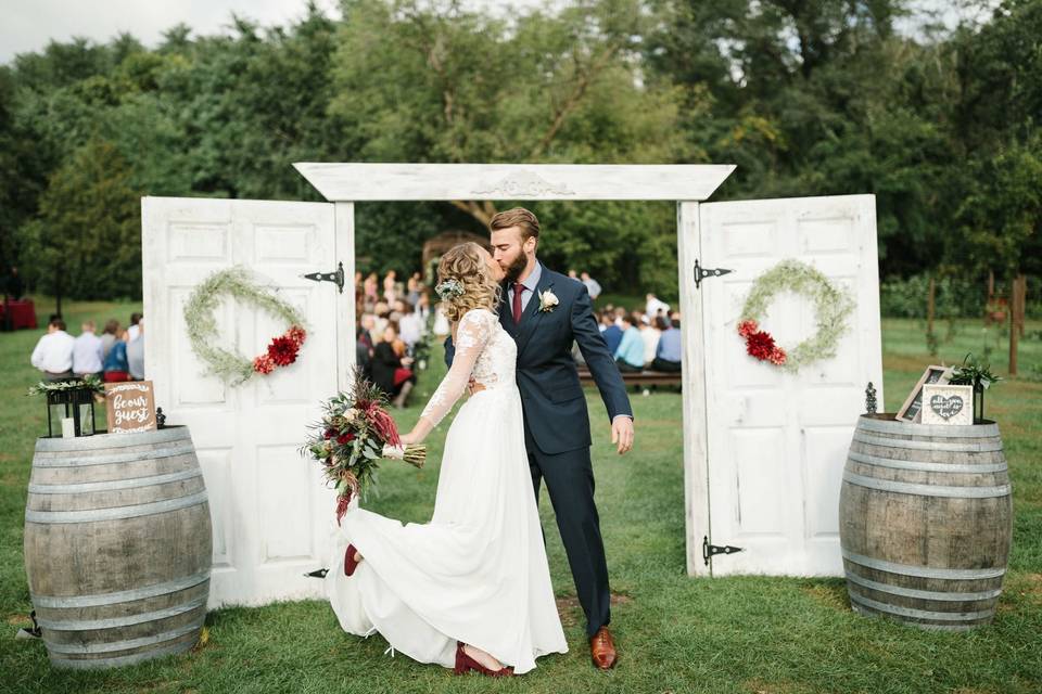 White barn doors