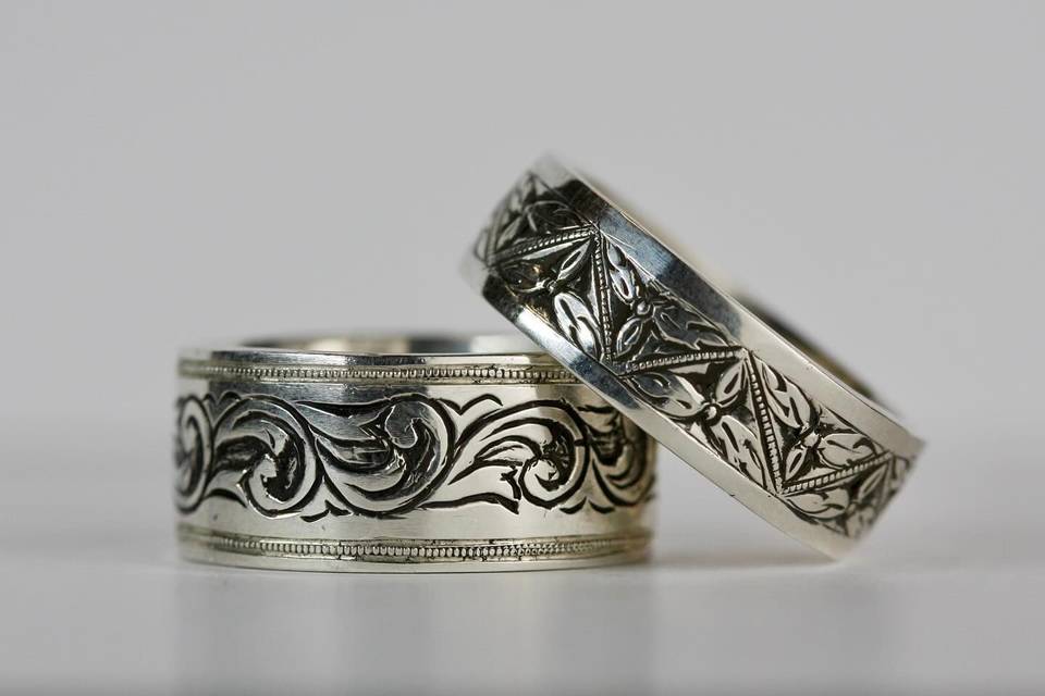 Sterling Silver, Hand Engraved