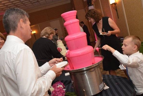 Who thinks of adding a pick chocolate fountain? We do!