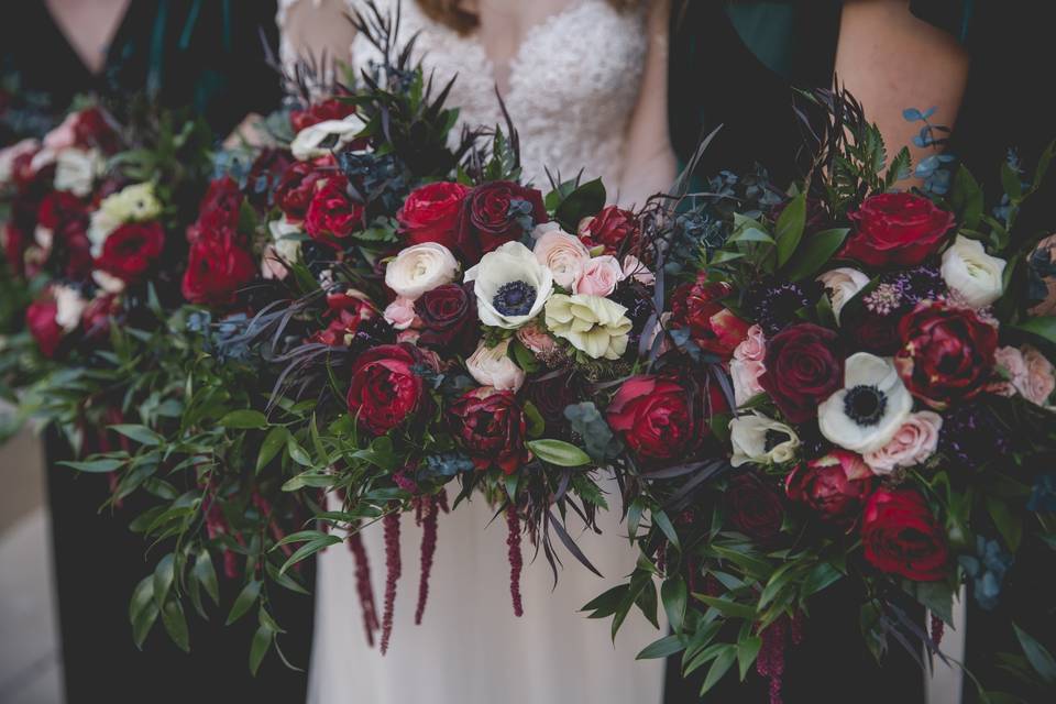 Peach and purple bouquet