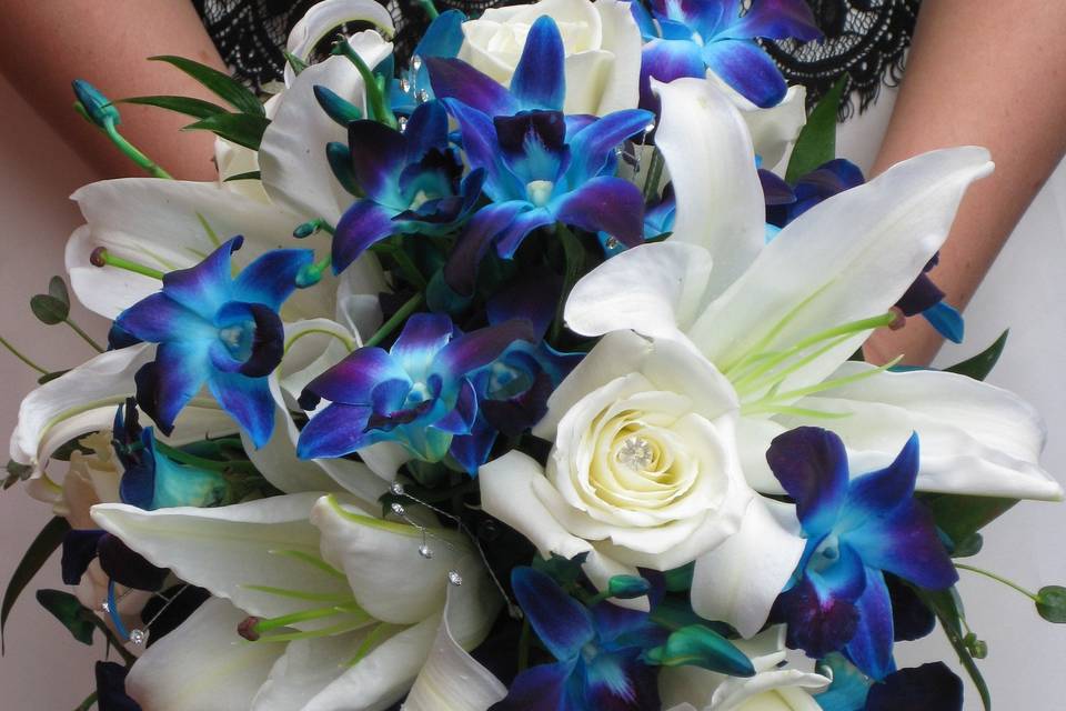 Stunning blue and white bouquet