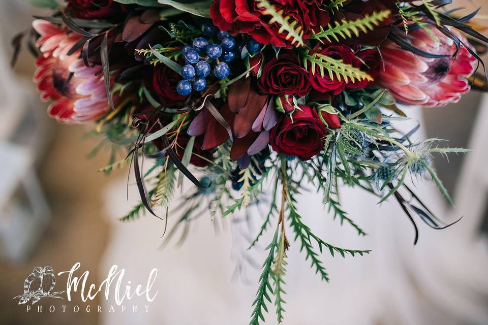 Burgundy and navy bouquet