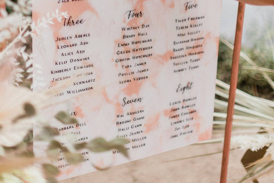 Marbled Acrylic Seating Chart