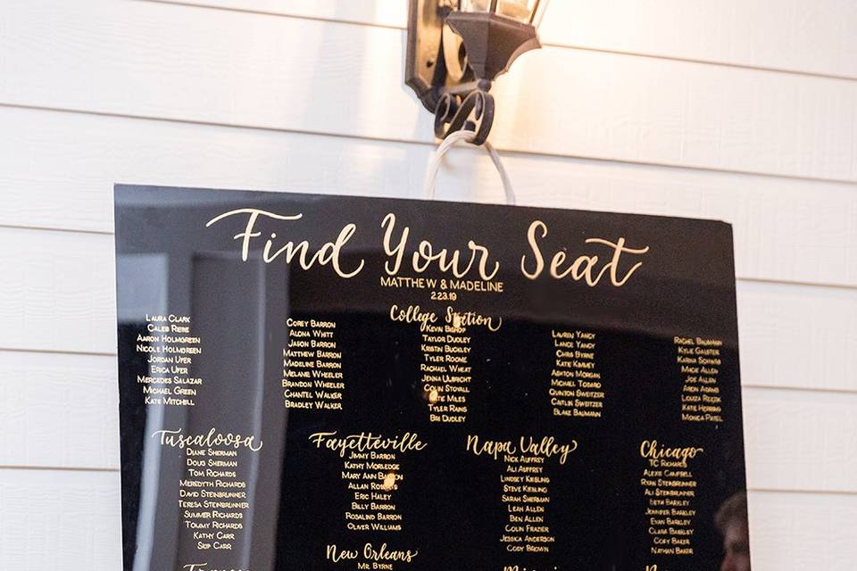 Black Acrylic Seating Chart