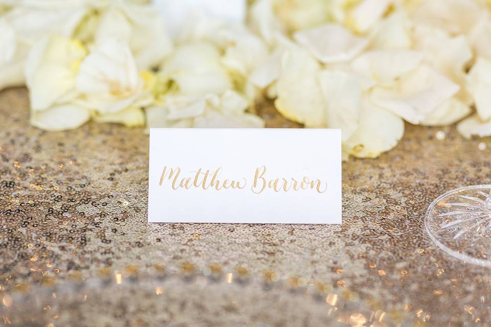 Gold Place Card Calligraphy
