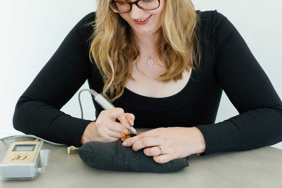 Charlotte at work engraving
