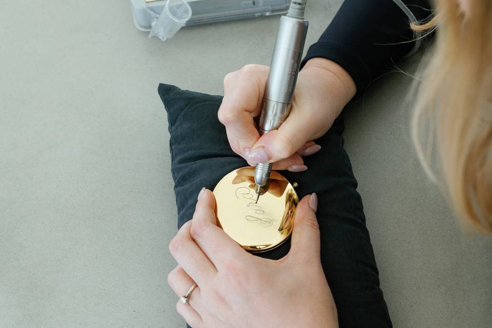 Charlotte at work engraving