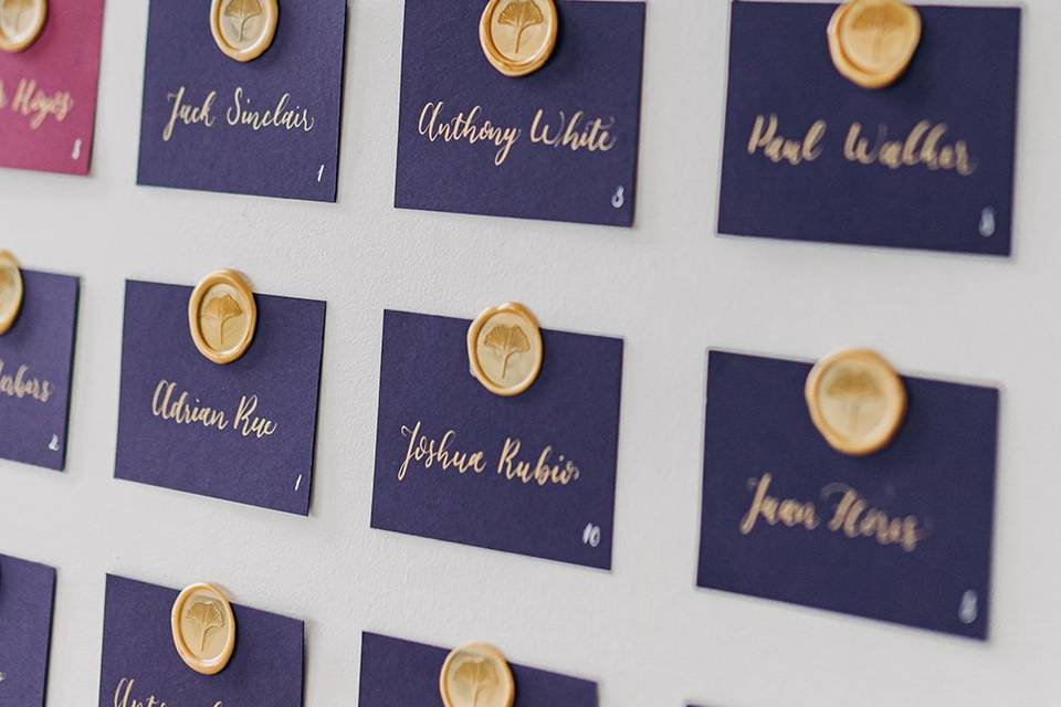 Jewel tone Escort Cards