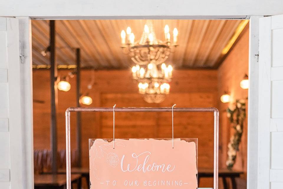 Peach Acrylic Welcome Sign