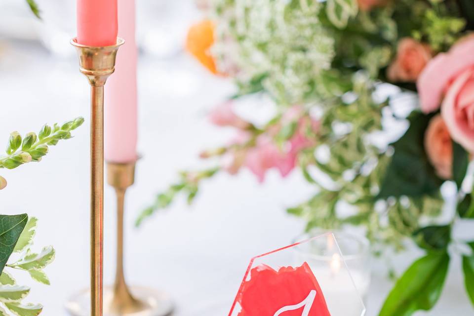 Red Hexa acrylic Table Number