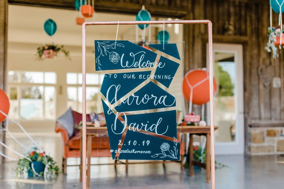Teal Acrylic Welcome Sign